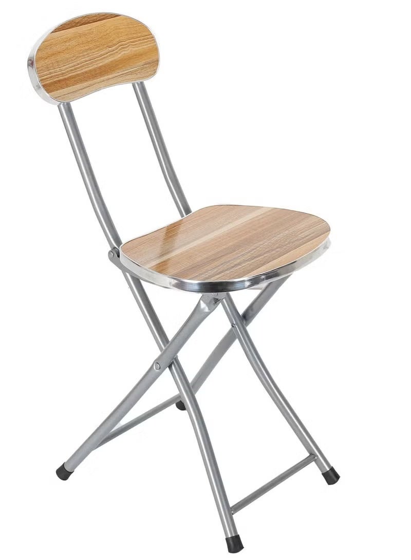 Fixer Heavy-Duty Metal Folding Chair with Wood Finish - Image 1